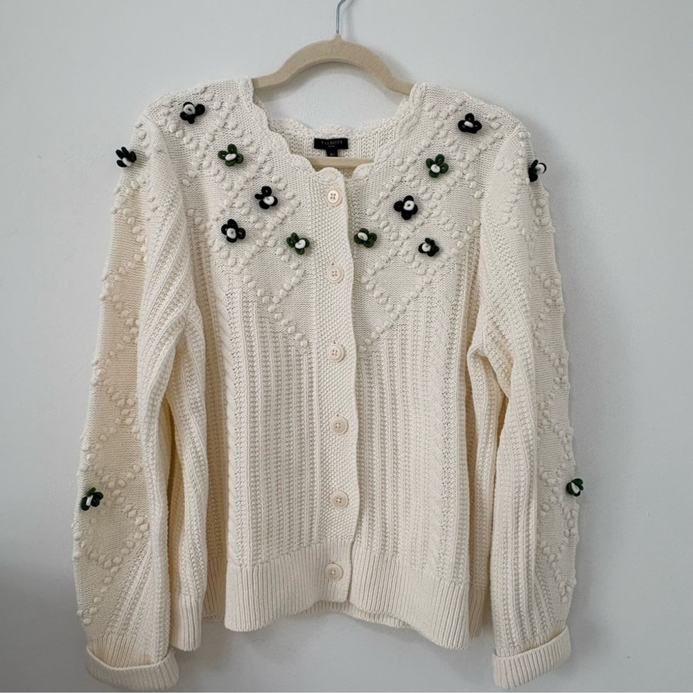 Talbots | Floral Cardigan Sweater | Sz Petite XL | NWOT - Picture 2 of 11